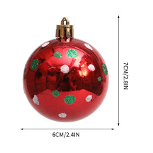 Ensemble de 6 boules de Noël en plastique mat peint de 6 cm, décorations à suspendre pour l'intérieur et l'extérieur, compatibles avec la