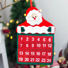 Calendrier de l'Avent mural Père Noël, calendrier de l'Avent non tissé de 24 jours avec pochettes, 43 x 29 cm