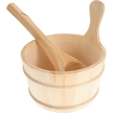 pcs Sauna Wooden Bucket and Ladle Set Sauna Water Bucket Wooden Ladle Kit Barrel Set Sauna Steam Water Accessories