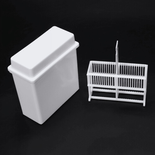 Ensemble de 24 lames de microscope blanches 6 x 2 en 1 avec support et coupelle de coloration 2