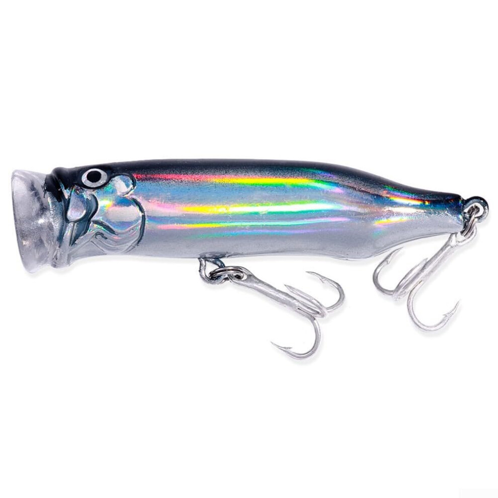 7cm 10g Topwater Popper Fishing Lure with 3D Eyes, Glowing Body, Stainless Steel Hooks for Bass-image-OPC-PQYMWYS-NEW