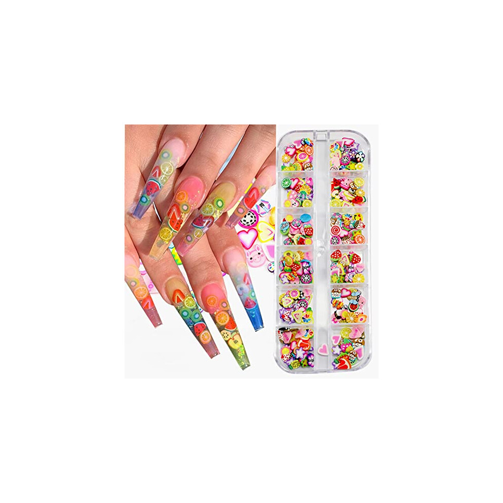 3D Fruit Nail Art Decorations 12Grid Colorful FruitThemed Charms for UV Gel Manicure