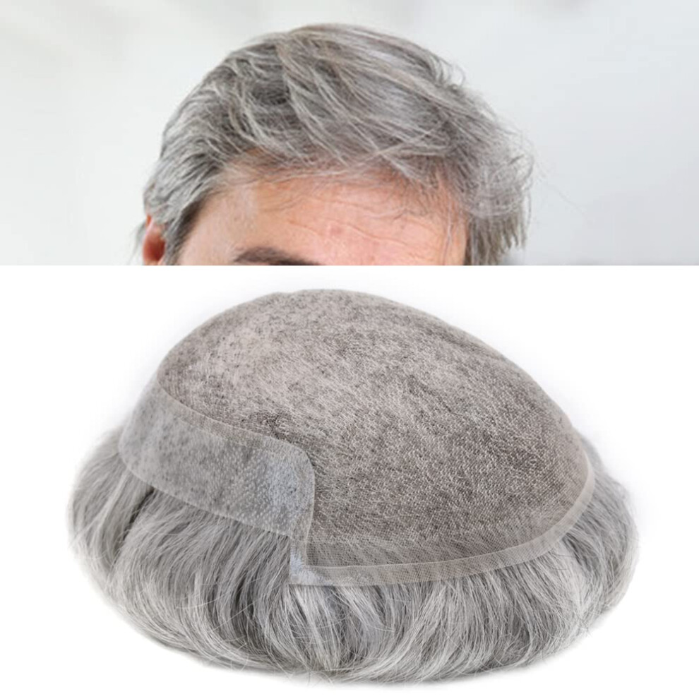 Men's Hair Toupee 8x10 Human Hair Replacement System with Breathable Swiss Lace Base and Natural Hairline