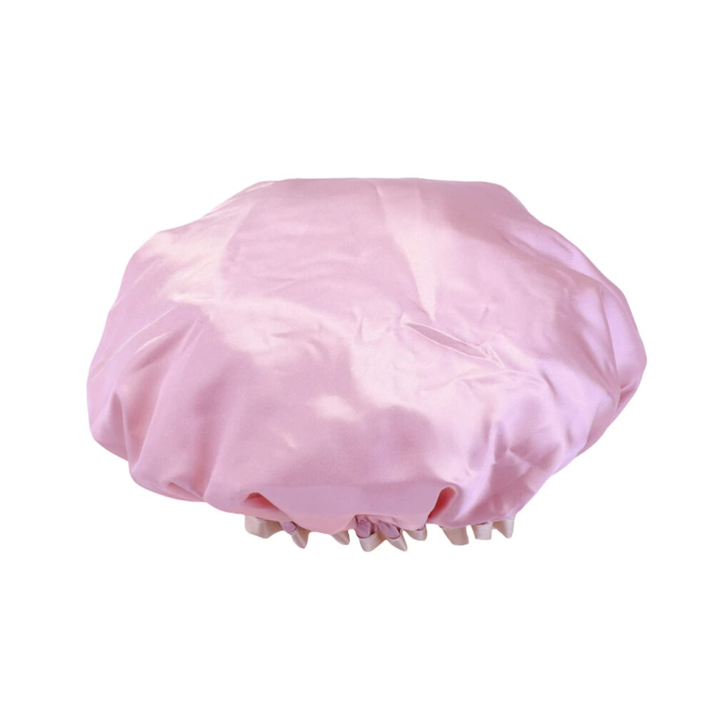 Double Layer Waterproof Shower Cap for Women with Heat Retention, Reusable Hair Bonnet