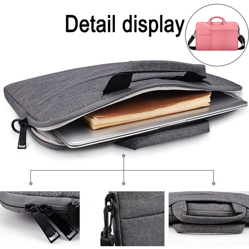 Capa protetora superior para laptop, design fino, tecido impermeável, alça de ombro ajustável de 13,3 polegadas, forro de lã macia para 2