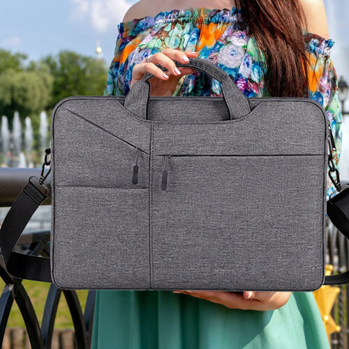 Bolsa para laptop prática e organizada, em poliéster impermeável com compartimento acolchoado à prova de choque para notebooks de 15,6 polegadas, 1