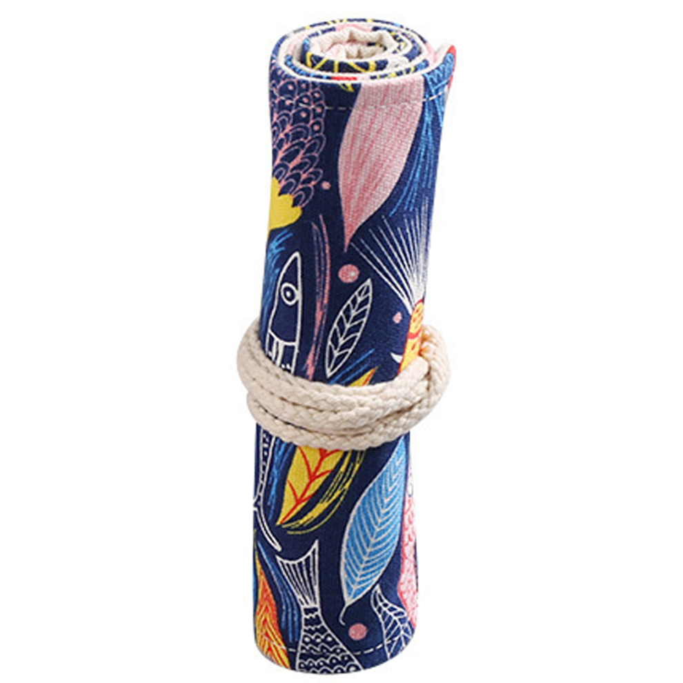 Travel Accessory Canvas Pencil Roll, Prismacolor Premier Colored Pencils Holder With Thick Material For Artists, Elegant Pattern Perfect Storage With 9176269703752