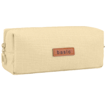 Etui van effen canvas met soepele ritssluiting voor het netjes opbergen van kantoorartikelen, perfect voor een strakke en professionele uitstraling.
