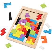 Vibrant Geometric Patterns Brain Teasers Toy, Wooden Blocks Puzzle That Enhances Cognitive Skills And Creativity, Ultimate Gift Idea For Kids And Adul