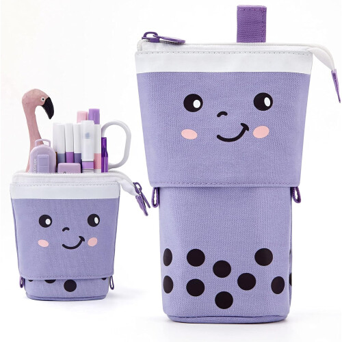 Λεία θήκη μολυβιού από καμβά με φερμουάρ για καλλιτέχνες, τηλεσκοπική τσάντα