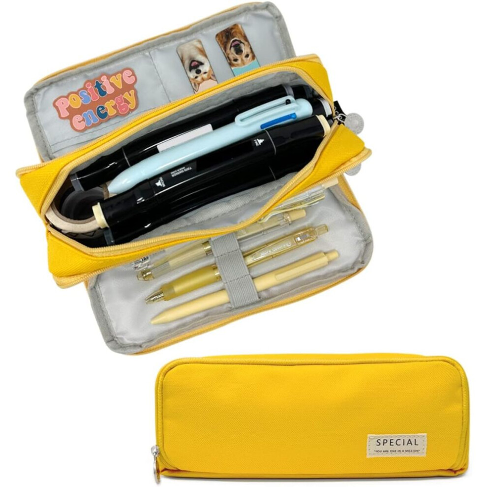 Large Capacity Pencil Bag, Practical And Stylish Organizer For All Your School And Office Needs, Multi-Functional Use Beyond Stationery, Durab Yellow 9147006804889