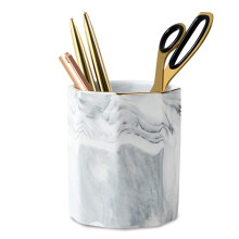 Elegant kontororganisator, holdbar keramisk penholder, sofistikeret design med marmortryk på skrivebordet, makeupbørsteholder, gave til papirvarer