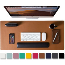 Verlengde muismat, hoogwaardige PU-leren mat, modern en professioneel design, stijlvolle bureauonderlegger ter bescherming van uw bureau, antislip