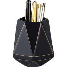 Schreibtisch-Organizer, elegantes Schreibtischaccessoire, Stiftehalter aus Keramik mit goldenen Streifen für Homeoffice, multifunktionales