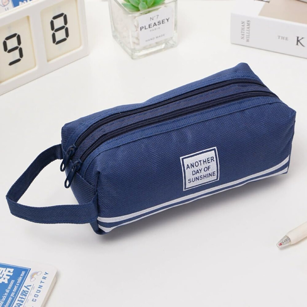 Canvas Pencil Case, Big Capacity Portable Organizer For Pens, Pencils, Makeup - Simple & Elegant Design 9147006083864