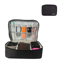 Organisateur de câbles de voyage multifonctionnel, sac technique portable à double couche étanche pour appareils électroniques, nylon durable et