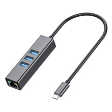 Adapter Ethernet z portami USB 3.0, szybki koncentrator danych dla systemów Windows, Mac i laptopów – kompaktowa i przenośna konstrukcja
