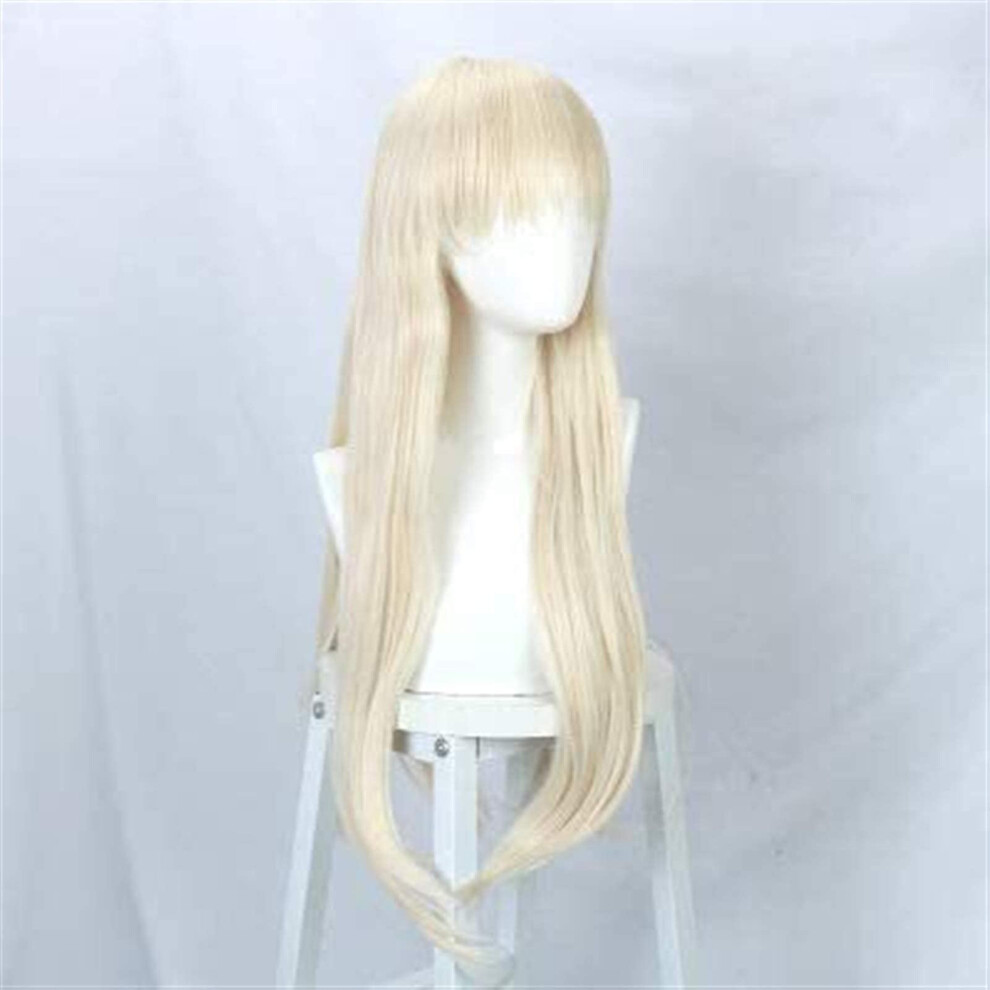 Cosplay Wig Long Golden Hair Heat Resistant Synthetic Fiber Adjustable Cap