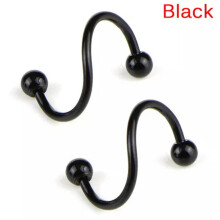RSAMD Punk Ανοξείδωτο Ατσάλι Spiral Helix Ear Stud Lip Nose Ring Body Piercing Jewelr-cx-Black