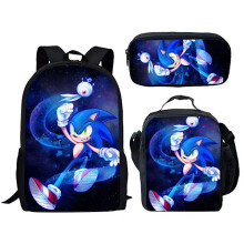 Neuer Sonic-Kinderrucksack, animierter 3D-gedruckter Rucksack, Sonic-Kinderrucksack in drei Sets Y #42