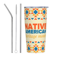 Maand van het Inheemse Amerikaanse Erfgoed, Trots op de Inheemse Beker, Roestvrijstalen Tumbler met Deksel, 20oz Reisbeker, Draagbare Thermobeker