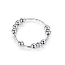 Antistressring med 10 roterende perler kobbersølv 20,5 mm 20,5 mm