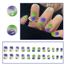 Unhas postiças acrílicas médias com cola, 24 unidades, curtas e quadradas, kit para unhas faça você mesma e 1ml de cola, presentes para mulheres.
