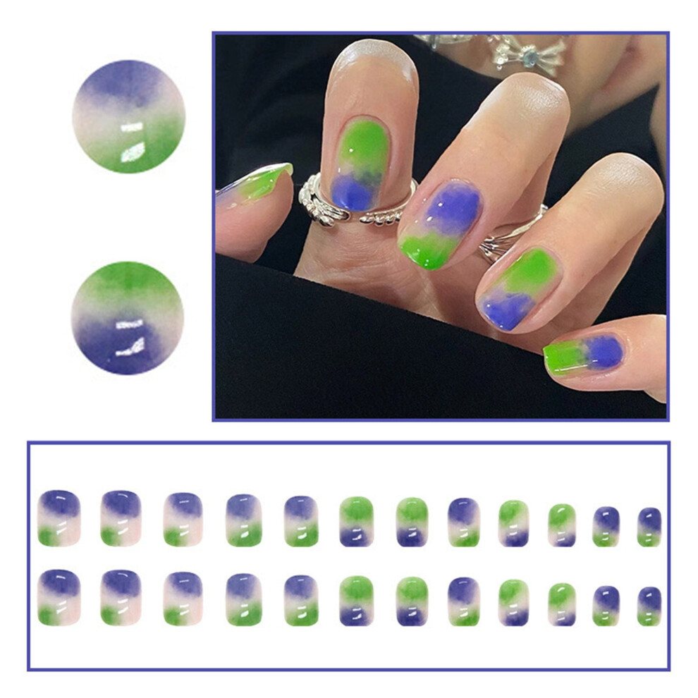 Acrylic Press Nails Medium with Glue, 24Pcs Short Square Fake Nails for Women, DIY Nail Kit & 1ml Nail Glue, Gifts for Women