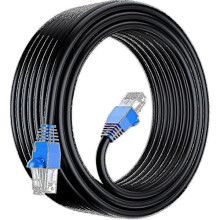 Cabo de rede Ethernet Cat6 à prova d'água de 50 m para uso externo - UTP - CCA - 550 MHz - Preto - Perfeito