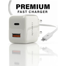 Carregador rápido Rivanoo de 20 W com portas USB-C e USB-A - adaptador + cabo de 1 m