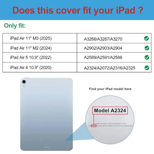 Capa de couro magnética, azul, compatível com iPad Pro de 11 polegadas M4, mini 6 de 8,3 polegadas (2021-2024) e iPad Pro de 7 e 8 polegadas. 2