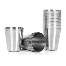 Lot de 15 verres à shot en acier inoxydable, 30 ml (1 oz), pour le camping, les voyages, le café, le thé, le whisky, la tequila et autres