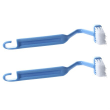 2x V-vormige gebogen plastic toiletborstel voor het reinigen van de toiletrand