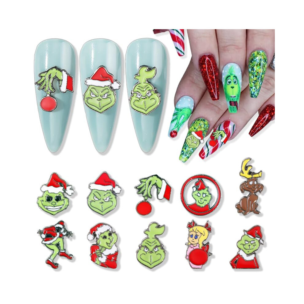 Christmas Nail Charms 3D Alloy Nail Art Decorations for Winter Holiday Festive DIY Manicure