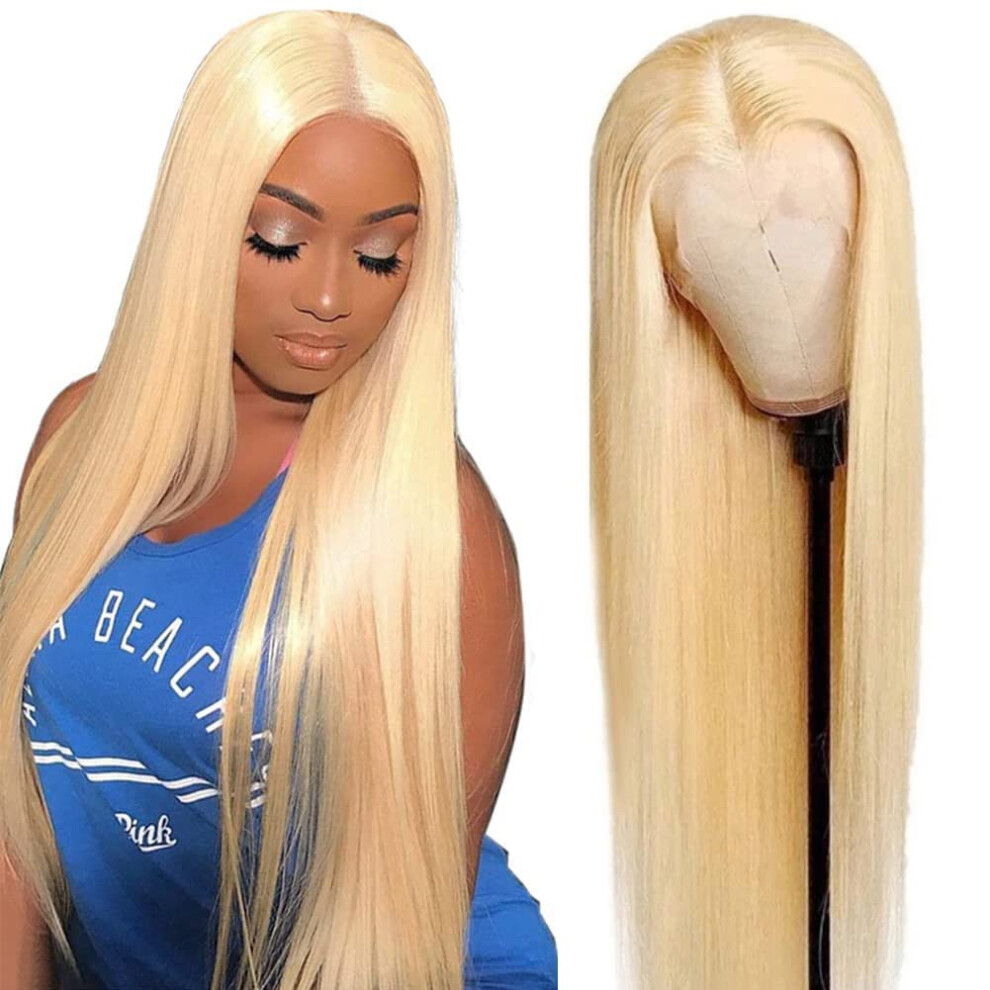 26 Inch 613 Blonde Lace Front Wig Human Hair, 150 Density, Natural Hairline for Black Women