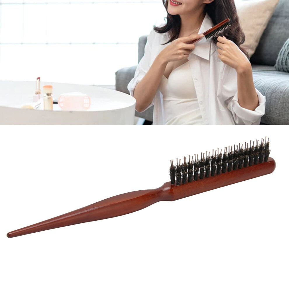 Boar Bristle Hair Brush with Ergonomic Wooden Handle, Nylon Blend for Styling and Teasing