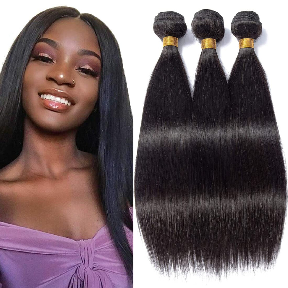 Brazilian Virgin Hair Bundles 8A Grade Silky Straight Weave Extensions 26 28 30 Inch