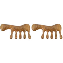 2 Pack Wooden Scalp Massager and Wide Tooth Comb for Gentle Detangling and Relaxing Head Massage