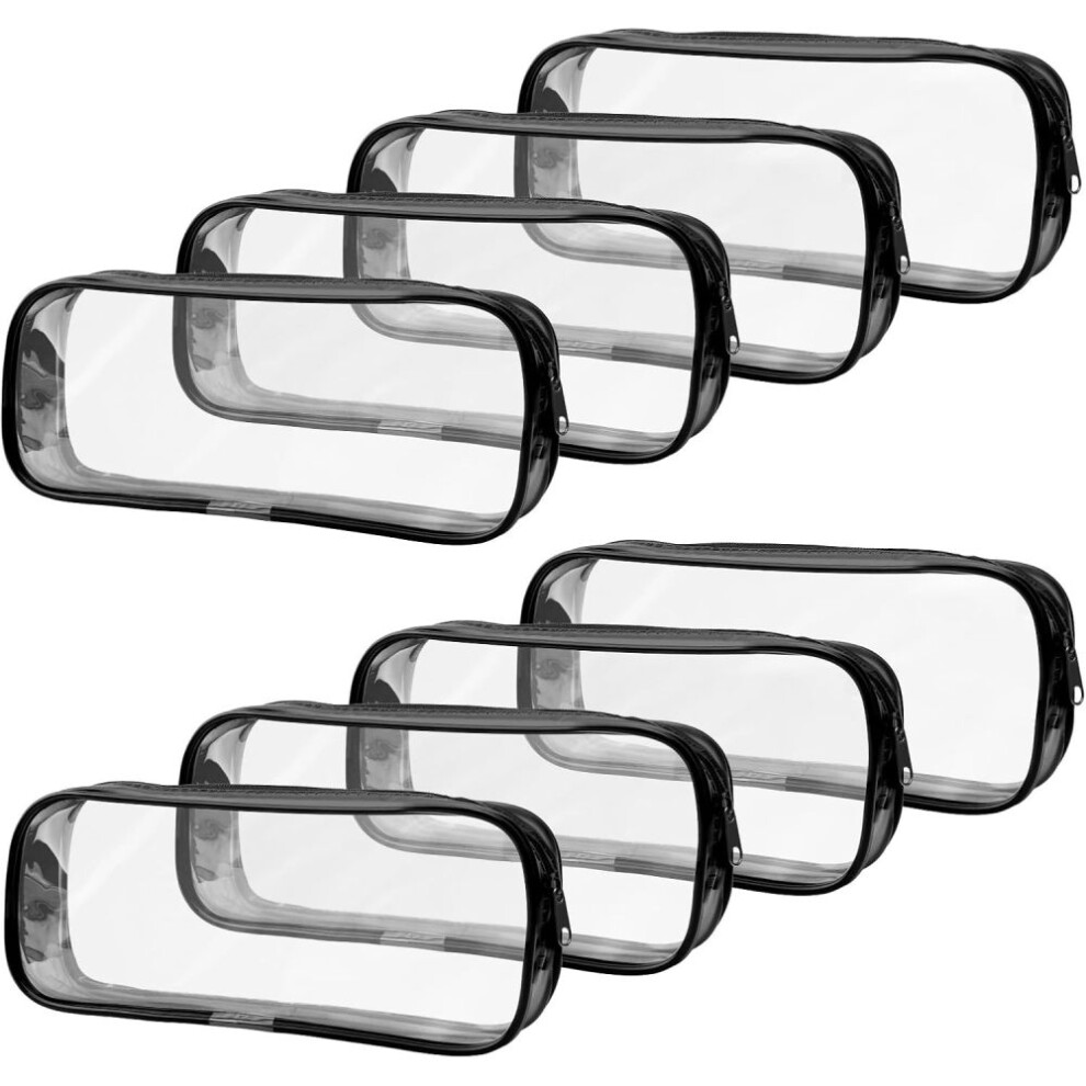 Cosmetic Connoisseur: Portable Travel Makeup Bags, TSA Approved Clear Organizers, Multi-size for Versatile Use, Black, 8PCS