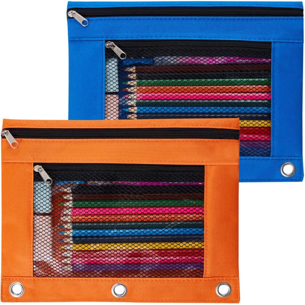 Versatile Pencil Case, Binder Accessories For Office Essentials, Reinforced Grommets Mesh Window Layer, Waterproof Oxford Fabric, Double Pocket Design 9147006805459
