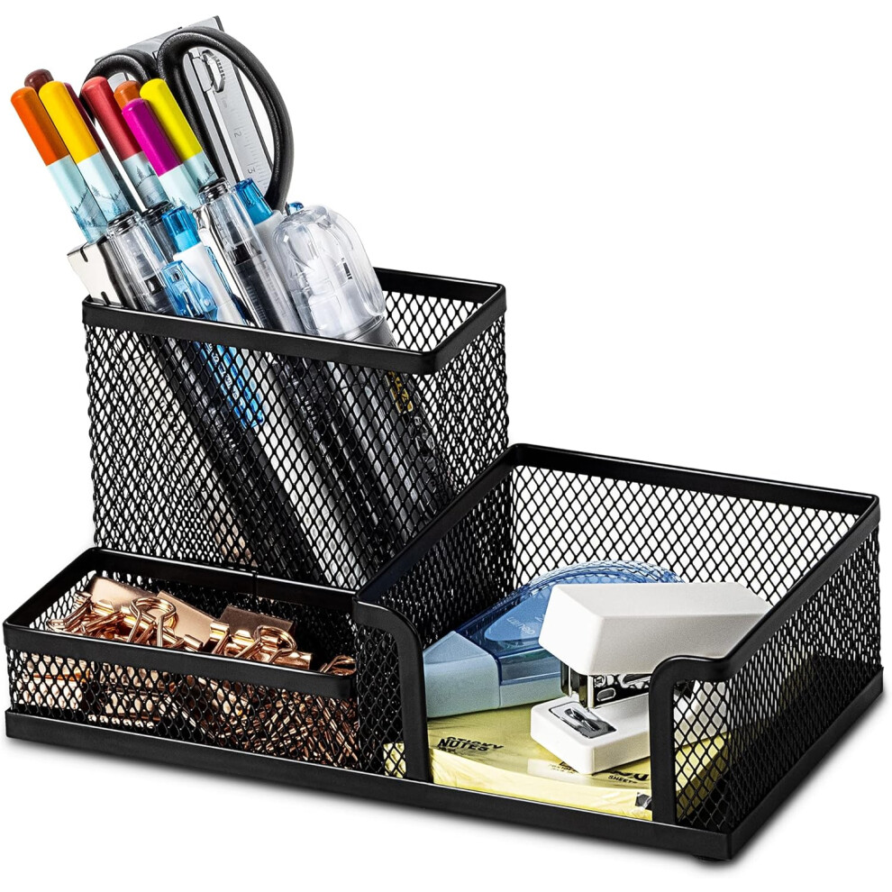 Metal Stationary Organizer, Round Corner Design Ensures Safety While Non-Slip Mat Guarantees Stability 9147006944660