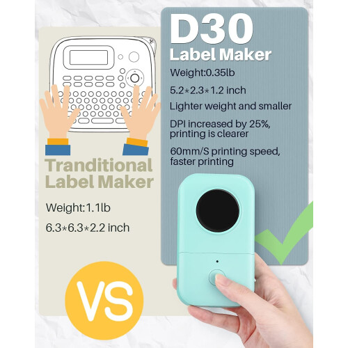 Portable Label Printer, Thermal Bluetooth Printer with Continuous Label Printing Capability, Customizable Labels for Water Abrasion Resistant Inkless 1