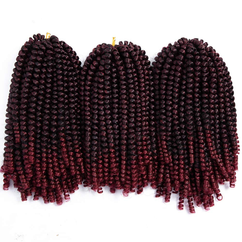 Spring Twist Crochet Braiding Hair 8 Inch Ombre Jumbo Kinky Curly Extensions Soft Tangle 3 Packs