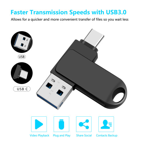 Μονάδες USB 2 σε 1 τύπου USB C για γρήγορη μεταφορά δεδομένων, μονάδα flash διπλής χρήσης 1