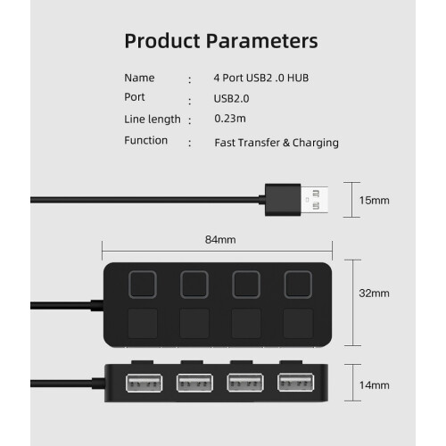 Κόμβος δεδομένων 4 θυρών USB 2.0 με συμβατότητα με παλαιότερες εκδόσεις, προηγμένη 2