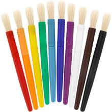 Chubby Paint Brushes for Kids, Safe & Prime Material Easy to Grip & Clean No Shed Hog Bristle Large Round Paint Brushes for Tempera Artist, Complete S