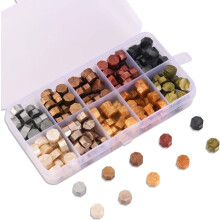 Perline di ceralacca vintage per buste, perline di ceralacca esagonali con cucchiaio di ceralacca e candele da tè, kit di sigilli di ceralacca