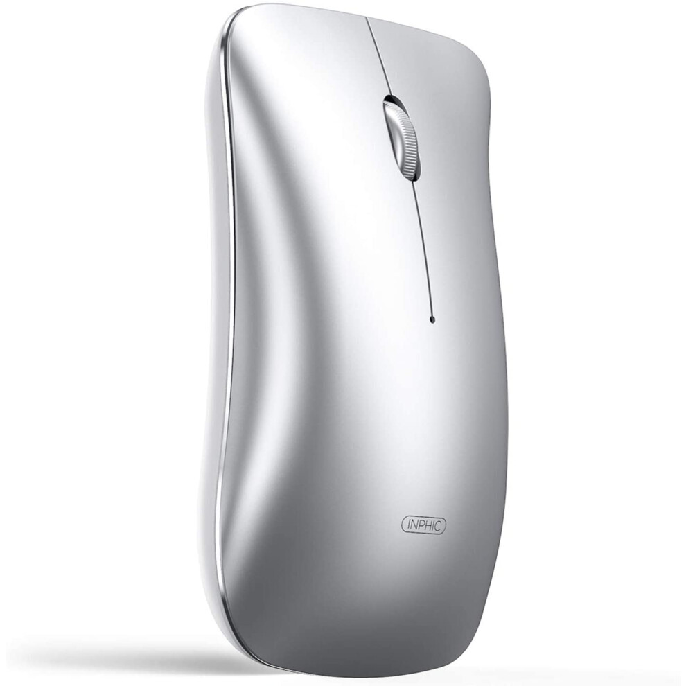 Rechargeable Bluetooth Mouse, Ultra-Thin Wireless Mouse With Dual Mode Connectivity For Multi-Device Compatibility (Silver) Silver 9176269577834