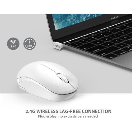 Ασύρματο ποντίκι 2.4G, Plug & Play για άμεση εγκατάσταση, αθόρυβο κλικ που εξασφαλίζει 2