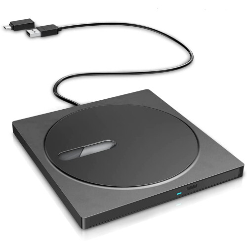 Unidade externa de Blu-ray, DVD e CD com USB 3.0 e Tipo-C, ampla compatibilidade e funções poderosas para Windows 10, Windows 8, Windows 7, Windows